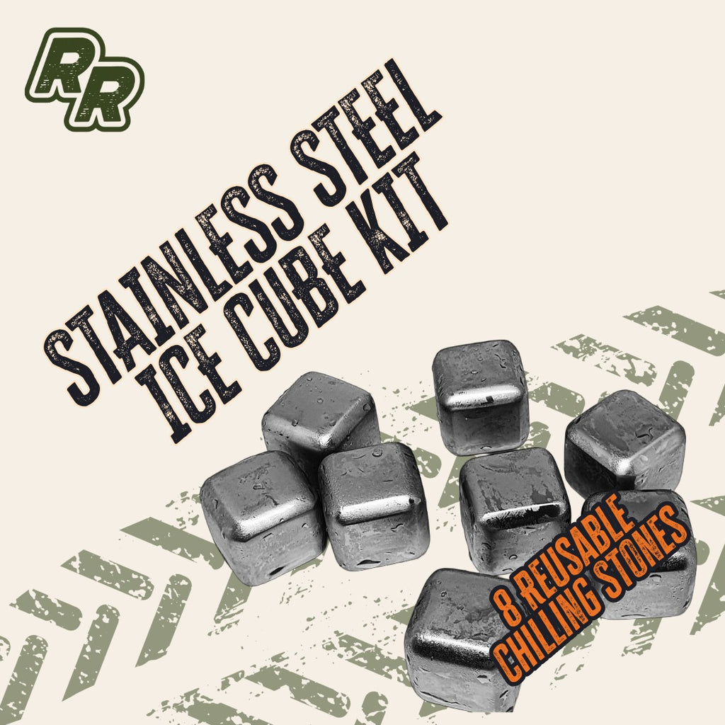 STAINLESS STEEL ICE CUBE KIT - Set of 8 Reusable Chilling Stones