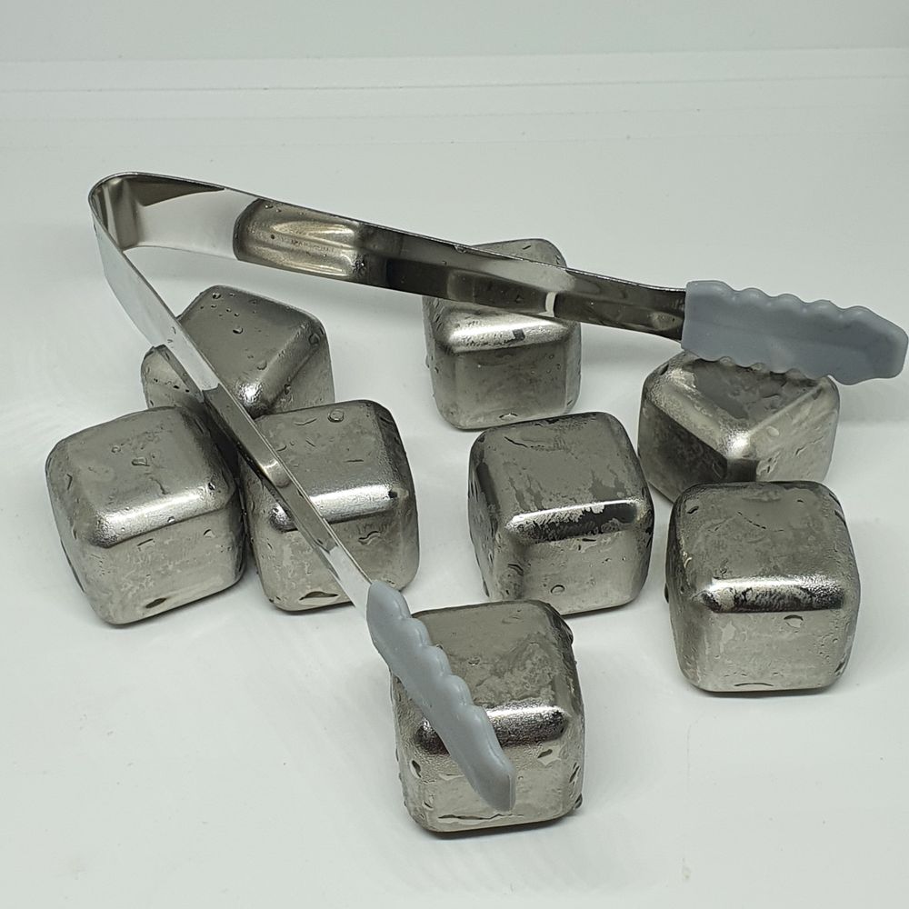 STAINLESS STEEL ICE CUBE KIT - Set of 8 Reusable Chilling Stones